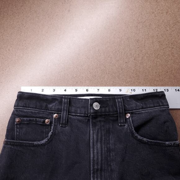 Abercrombie & Fitch Straight Jeans Women 24/00 Black Faux Leather Legs 90s Grung - Picture 4 of 11